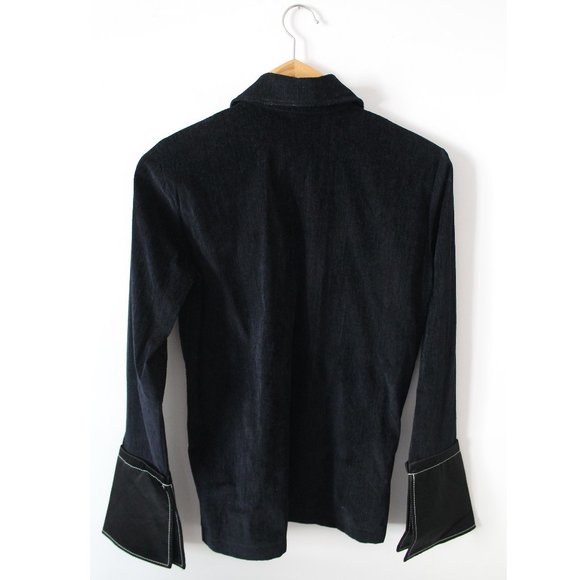 J.W Anderson Ring-Pull Long Sleeve Top / US 2 / Maglie Blue Chenille Flared Cuff - Picture 7 of 12
